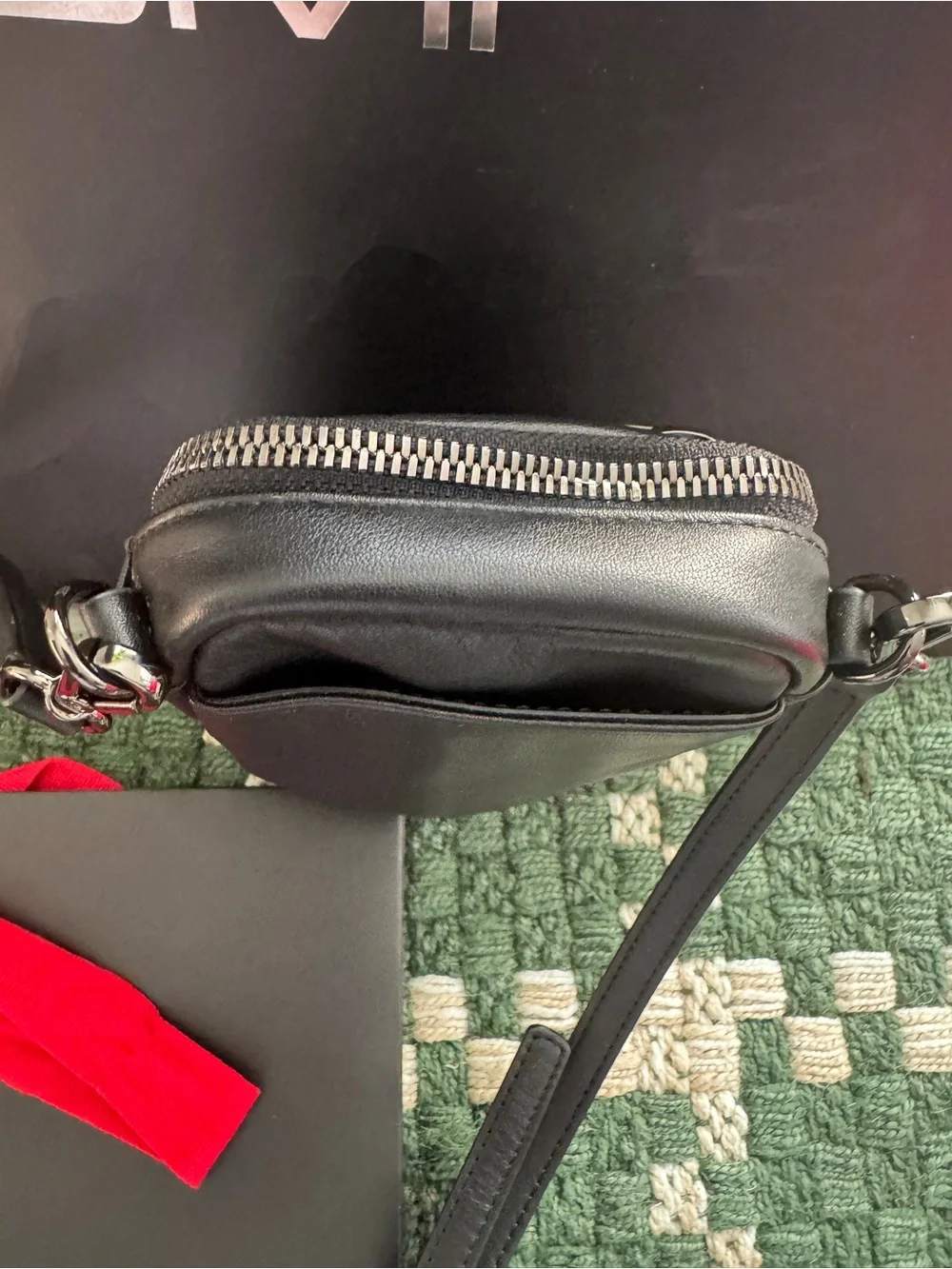 Tumi Black Leather Small Crossbody Phone Pouch